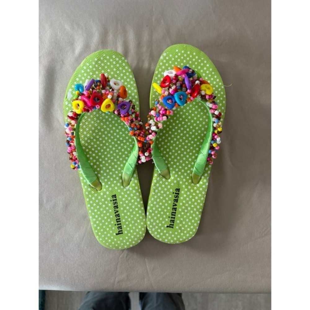 Hainayasia Little Kids Beaded Flip Flops Size 8.5–9